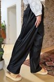 Made in Italy Runa Leather Look Tapered Barrel Pant Black